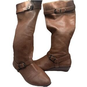 Arturo Chiang‎ Women's Leather Zip Boots Knee High Riding Boots Size 7M Brown